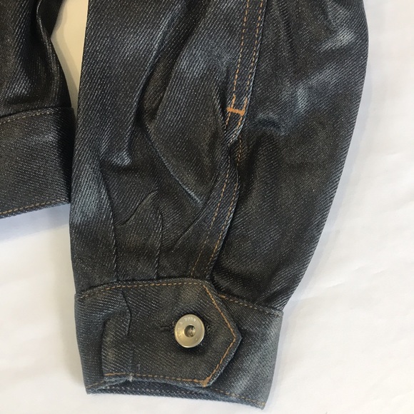 Rag and Bone Cropped Denim Trucker Jacket Clear Coated Made in USA - Picture 9 of 15